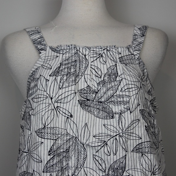 Merona Blue and Navy Striped Tropical Print Square Neck Top - Picture 2 of 6